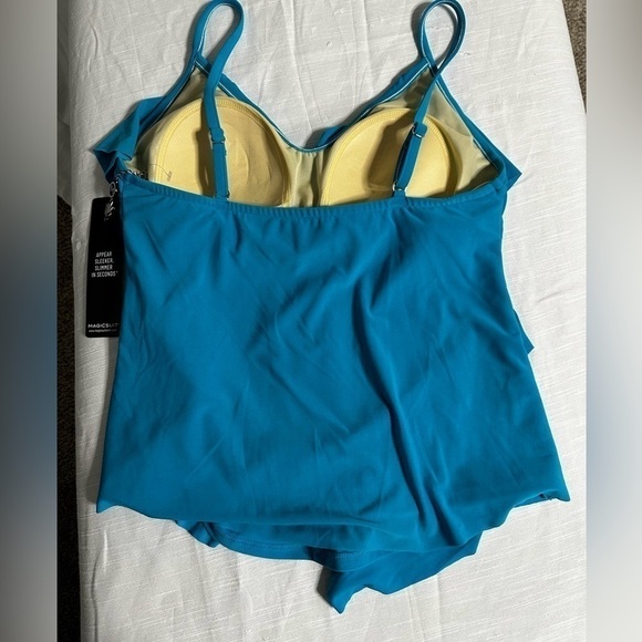 MAGICSUIT by Miriclesuit Rita Tankini Top Blue Pacific 10 Slimming Ruffles - Picture 2 of 14
